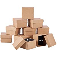 BENECREAT 24 Pack Cajas de Cartón Kraft para Anillo 5x5x3cm Pequeña Caja de Regalo para Cumpleaños Boda Festival Día de…